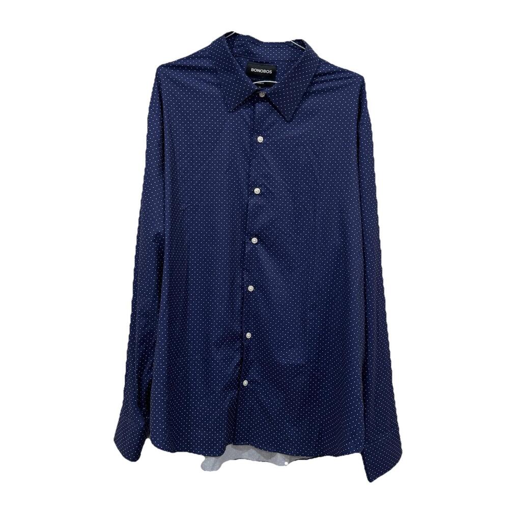 Bonobos Shirt Mens 2XL Blue Pink Geometric Button Up Slim Performance Stretch